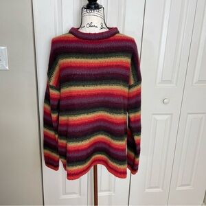 VTG Irelandseye Crew Neck Sweater Womens XL Striped Lambswool Silk Blend Knit